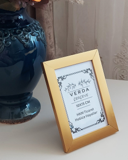 10x15 cm Gold Fotoğraf Çerçevesi! Ahşap Ayaklı Pvc Camlı Dekoratif Masaüstü Çerçeve! 
