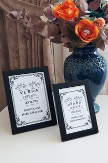 2 Li Çerçeve 10x15 cm ve 13x18 Cm Fotoğraf Çerçevesi! Ahşap Ayaklı Pvc Camlı Dekoratif Çerçeve! Siyah