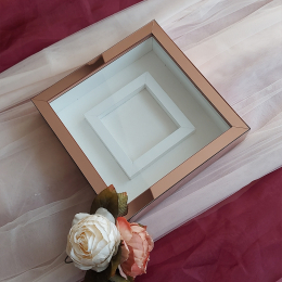 25x25 cm Rosegold Pleksi kaplı Fotoğraf Bölümlü Çerçeve Gül Tasarımlarınız İçin