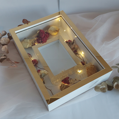 25x35 Cm Beyaz-Gold Isimli! Fotoğraf Çerçevesi! Anı Çerçevesi! Yeni Model Çerçeve! ledli!! - 2