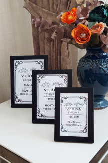 3 Lü Set! 10x15, 13x18 cm ve 15x21 cm Fotoğraf Çerçevesi! Ahşap Ayaklı Pvc Camlı Dekoratif Çerçeve! Siyah