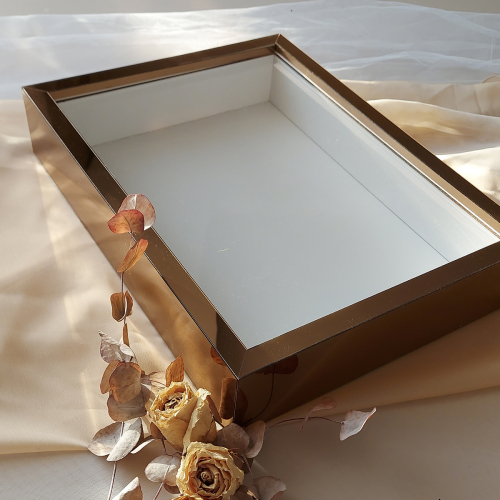 30x40 cm Bronz Pleksi Kaplı İsimsiz Gül Anı Çerçevesi-HKM Ticaret - 1
