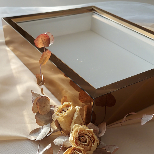 30x40 cm Bronz Pleksi Kaplı İsimsiz Gül Anı Çerçevesi-HKM Ticaret - 2