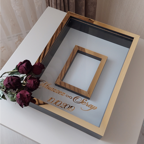 30x40 Cm Siyah-Gold Gül Anı Çerçevesi! isimli Fotoğraf Çerçevesi! Gül Anı Çerçevesi Ledsiz! - 1