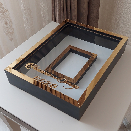 30x40 Cm Siyah-Gold Gül Anı Çerçevesi! isimli Fotoğraf Çerçevesi! Gül Anı Çerçevesi Ledsiz! - 3