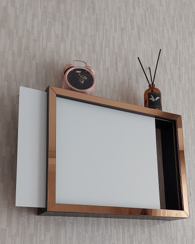 30x40x7 cm Düz Kapak! Siyah-Bronz! Duvara Asılabilir Sigorta ve Modem-Wifi Saklama Kutusu! Saklama Kutusu - 1
