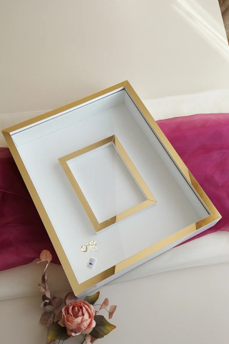 40x50 Cm Beyaz- Gold Gül Anı Çerçevesi! Fotoğraf Bölümlü Ledsiz Çerçeve! Gül Anı Çerçevesi - 0