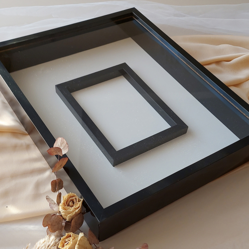 40x50 cm Siyah Renkli İsimsiz Fotoğraf Bölümlü Gül Anı Çerçevesi-HKM Ticaret - 1